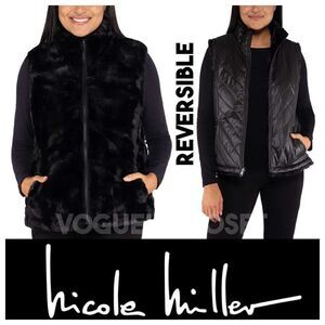 NEW! Nicole Miller Ladies Reversible and Versatile FauxFur or Quilted Ve…
